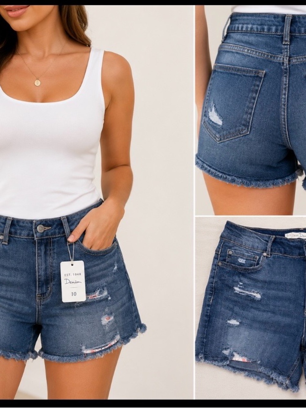 Cato High-Rise Distressed Denim Women’s Shorts in Medium Wash Size 10 NWT
